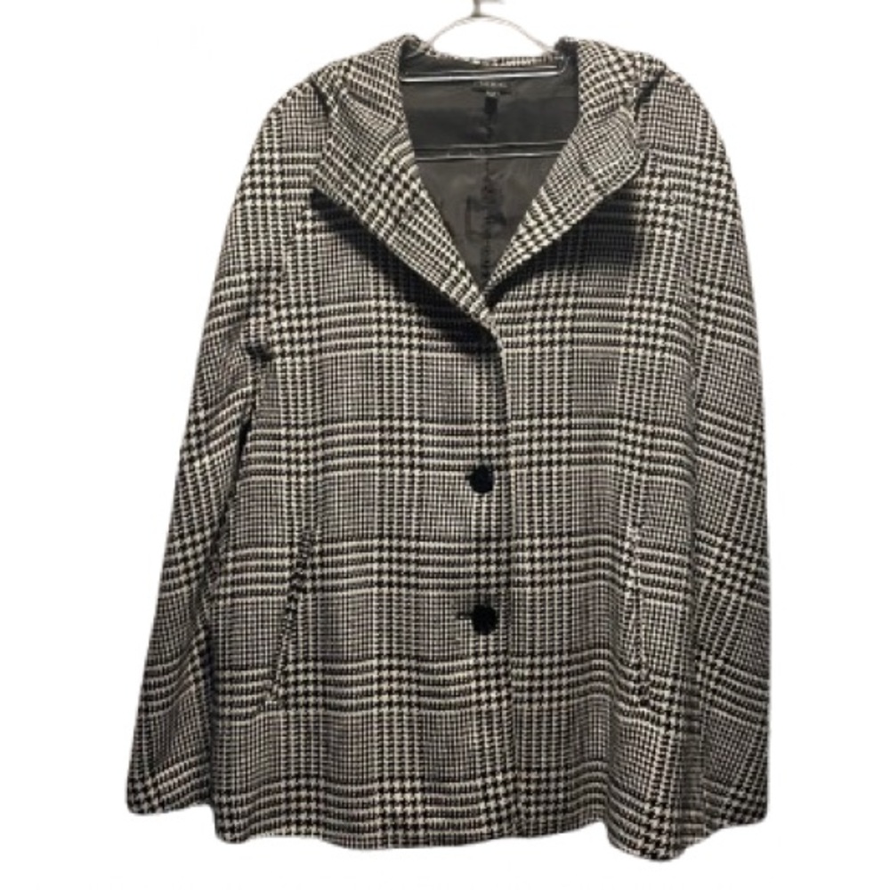 Talbots Herringbone Preppy Winter Wool-blend Hooded Poncho - like new- L/XL